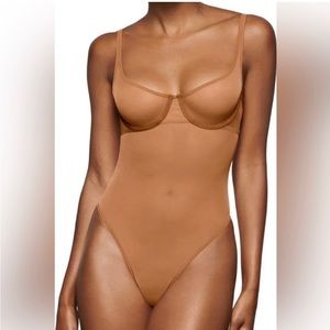 SKIMS Ultrafine Mesh Underwire Bodysuit Bronze NWT